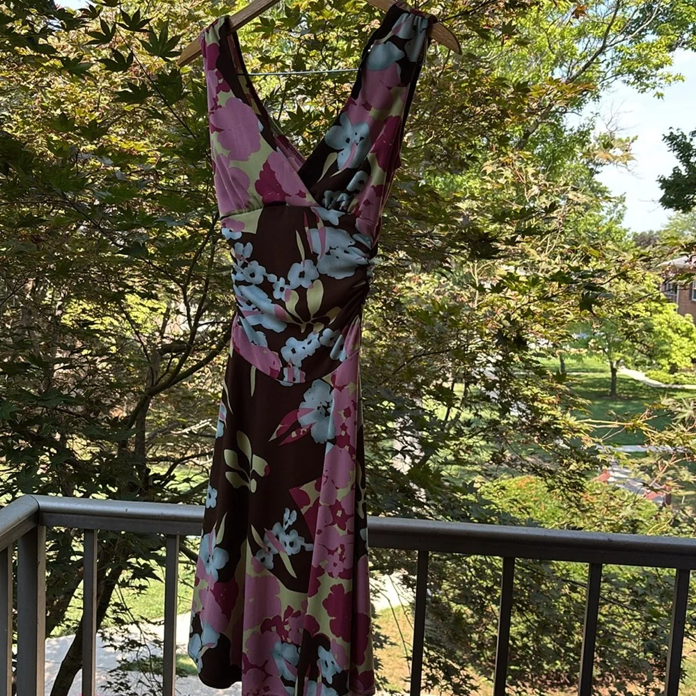Vintage Y2K Pink Floral Colorful Asymmetrical Dress Bias Fairy Betsey Johnson S - Picture 15 of 17